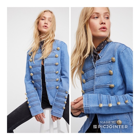 fitted military denim jacket